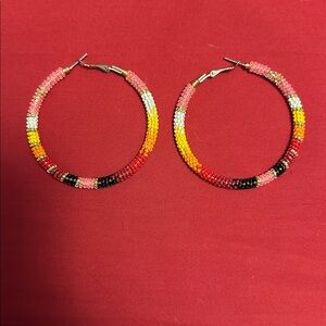 Handmade Beaded Large Hoops